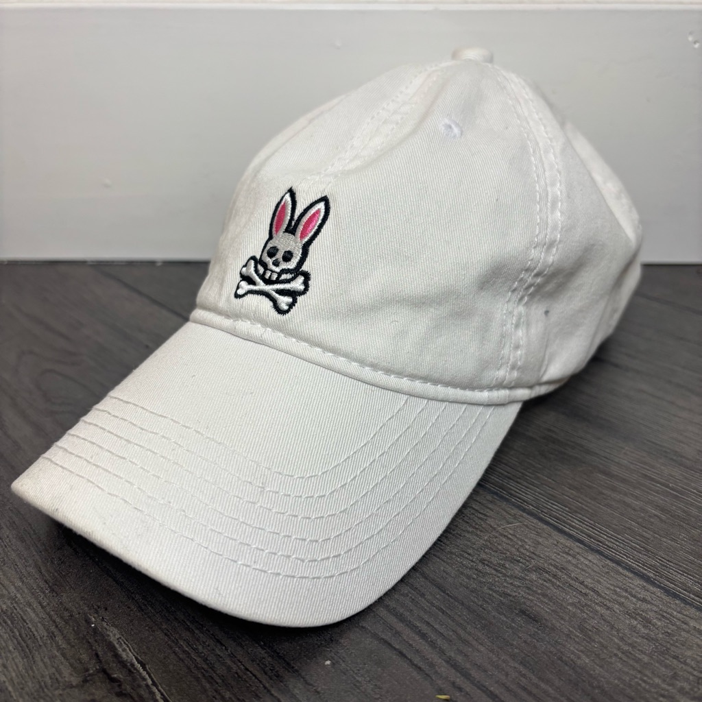 Psycho Bunny Hat Cap Mens One Size Adjustable Strap Back Embroidered Spellout